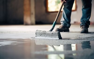 Mobile Heizzentrale im Einsatz für das professionelle Aufheizen von Estrich