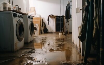 Bautrockner im Einsatz zur Trocknung nach einem Wasserschaden im Keller